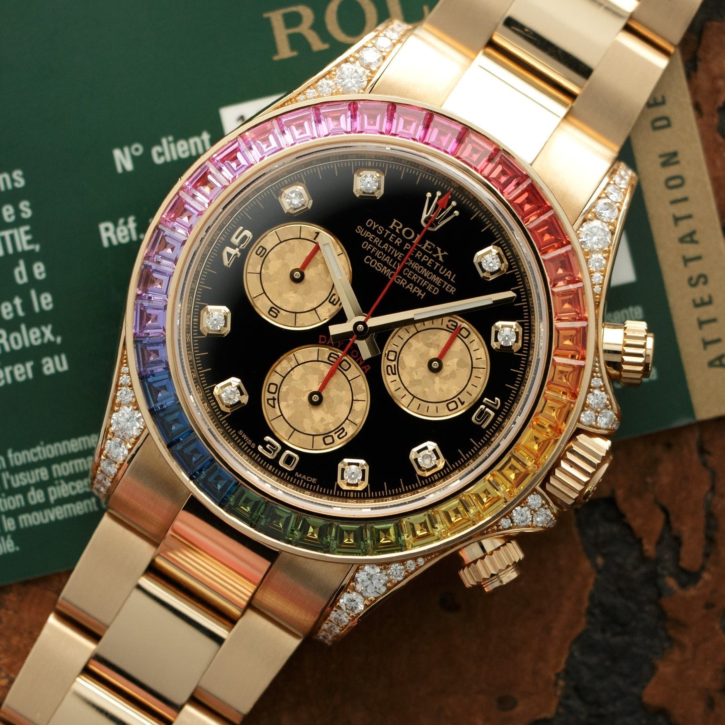 ROLEX YELLOW GOLD DAYTONA RAINBOW WATCH REF