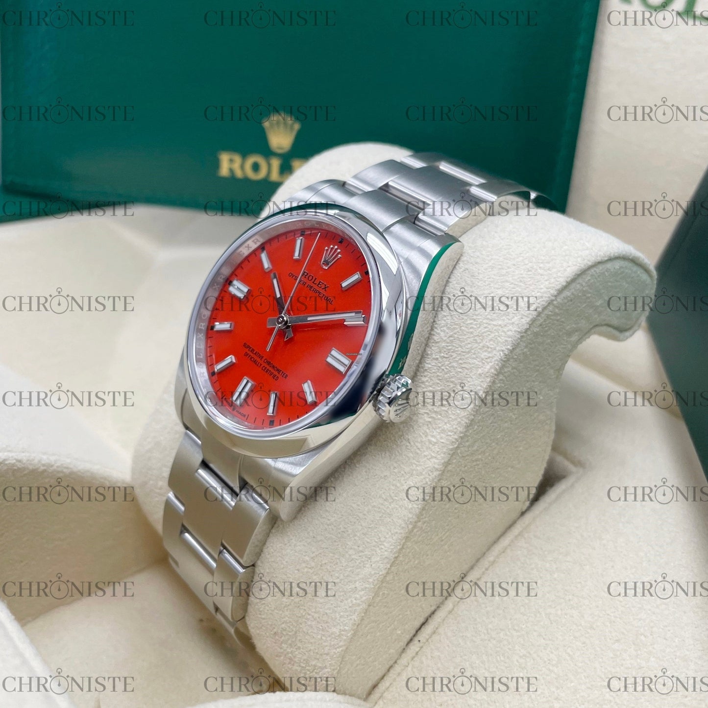 Rolex Oyster Perpetual Red Index Dial Oyster Bracelet 126000