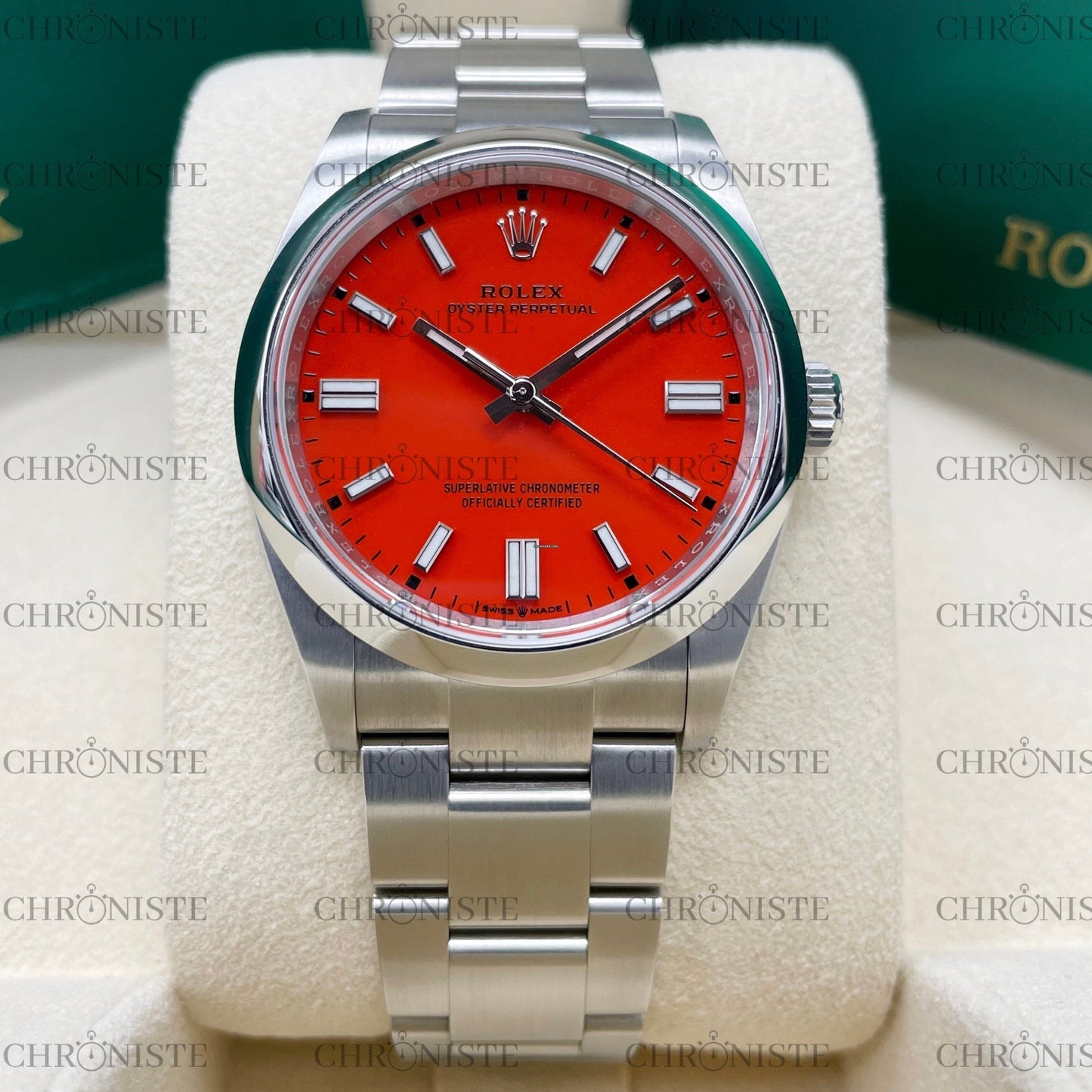 Rolex Oyster Perpetual Red Index Dial Oyster Bracelet 126000