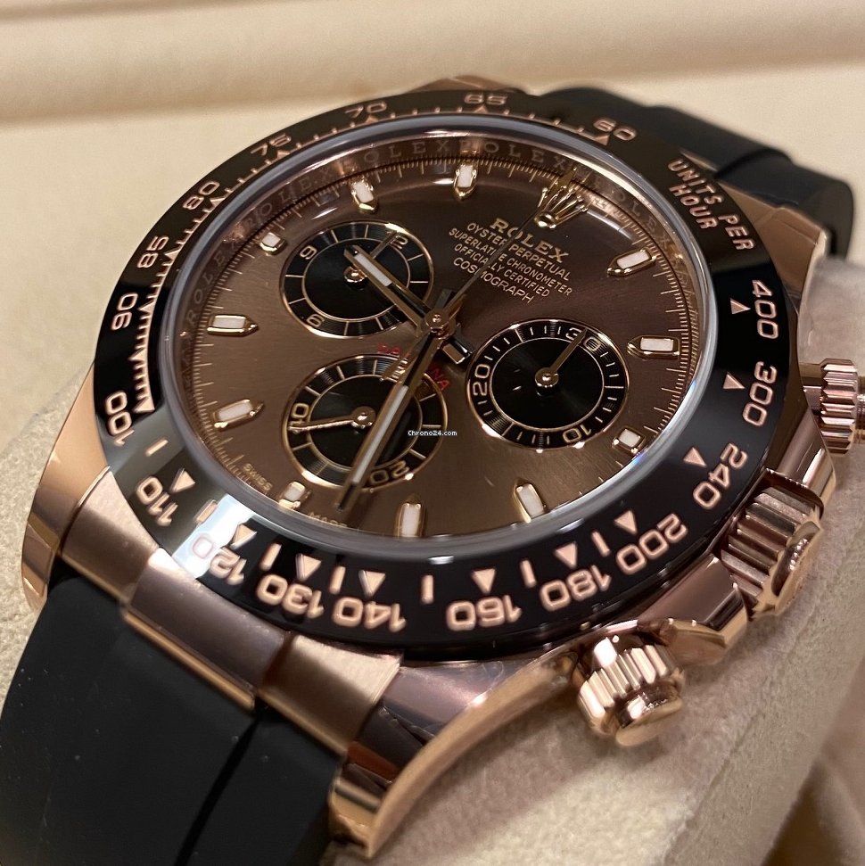 Rolex Daytona Rose Gold Brown Dia Oysterflex Chocolate