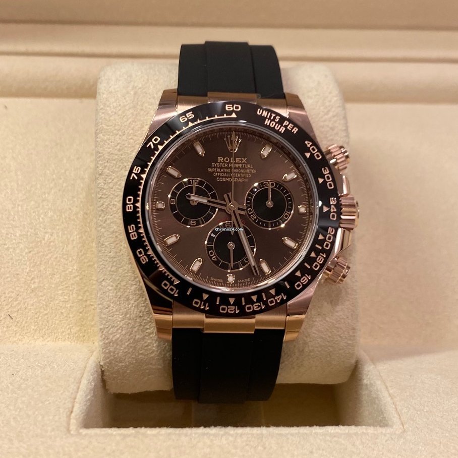 Rolex Daytona Rose Gold Brown Dia Oysterflex Chocolate