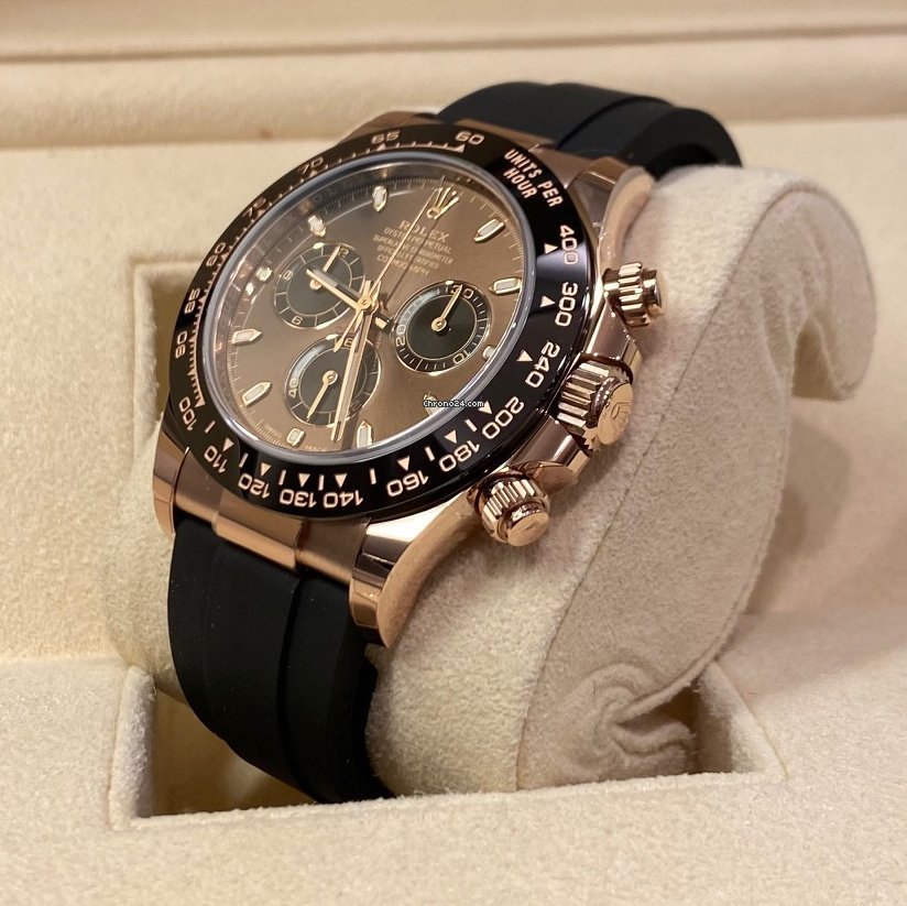 Rolex Daytona Rose Gold Brown Dia Oysterflex Chocolate