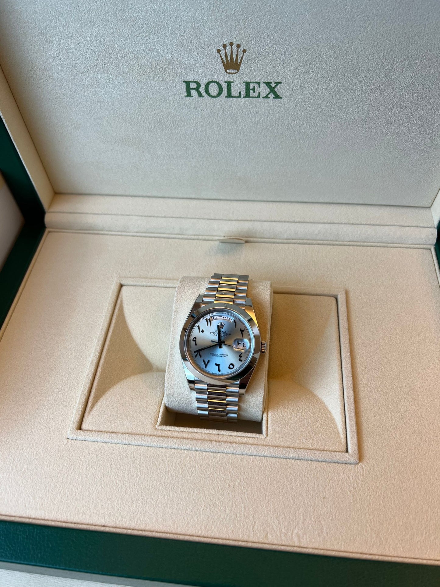 Rolex Day-Date 40 Platin Arabic Dial