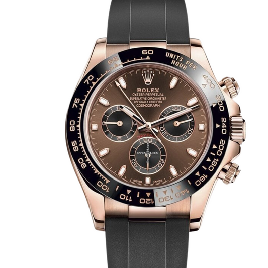 Rolex Daytona Rose Gold Brown Dia Oysterflex Chocolate