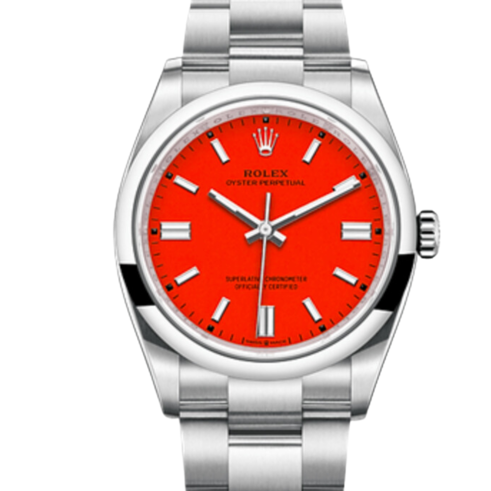 Rolex Oyster Perpetual Red Index Dial Oyster Bracelet 126000