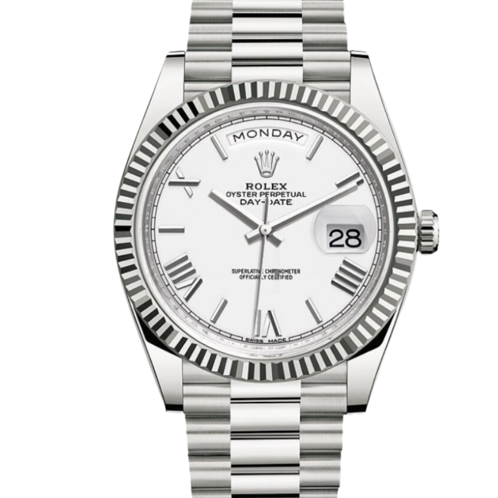 Rolex Day-Date 40MM Or Blanc Et Cadran Blanc President Ceinture